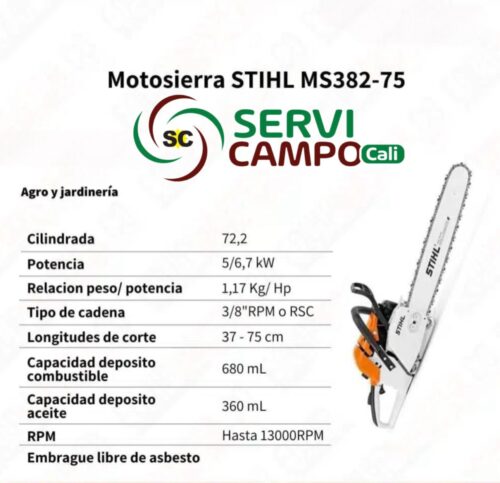 Motosierra STIHL MS382-75 Con Espada 75cm