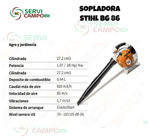 Sopladora STIHL BG86 A Gasolina (Motor 2-Mix)